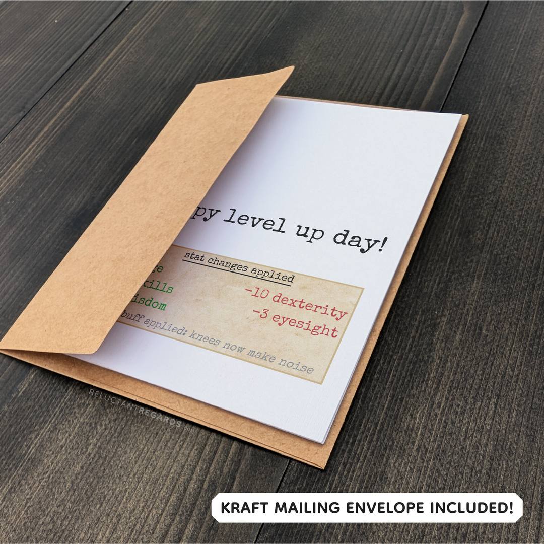 Funny level up birthday card for gamers