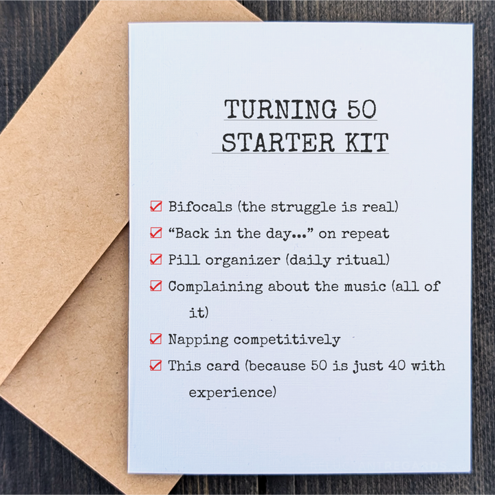 Humorous 50th birthday greeting card